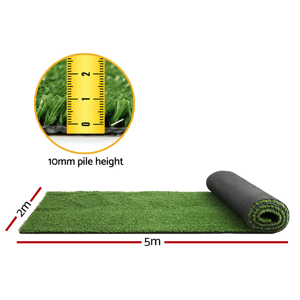 Primeturf Artificial Grass 2mx5m 10mm Synthetic Fake Lawn Turf Plant Plastic Olive