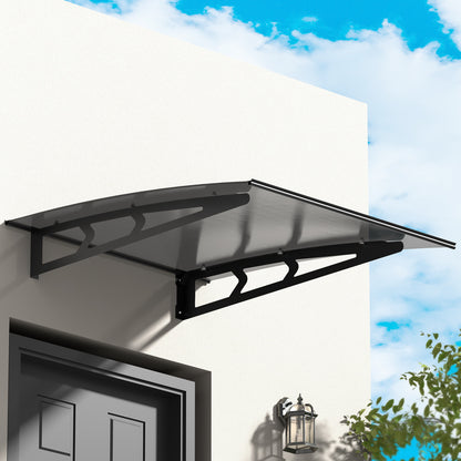 Instahut Window Door Awning Canopy 1mx1m Grey Solid Sheet Metal Frame