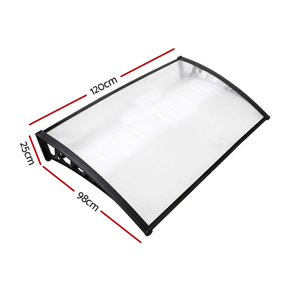 Instahut Window Door Awning 1mx1.2m Transparent Hollow Sheet Plastic Frame