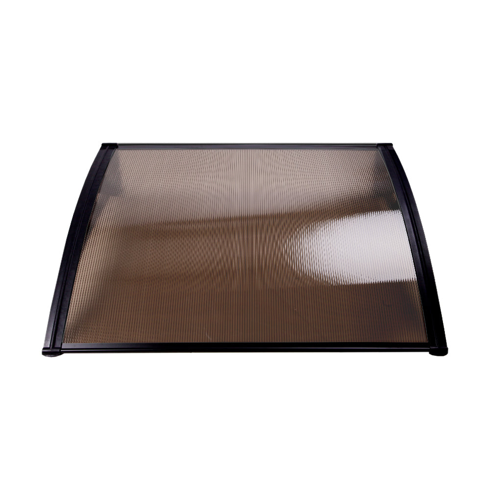 Instahut Window Door Awning 1mx4m Brown Hollow Sheet Plastic Frame