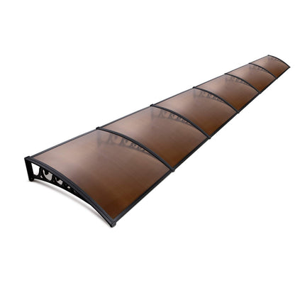 Instahut Window Door Awning 1mx6m Brown Hollow Sheet Plastic Frame