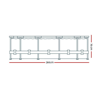 Bestway Swimming Pool 366x76cm Steel Frame Round Above Ground Pools w/ Filter Pump 6473L