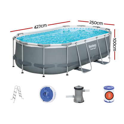 Bestway Swimming Pool 427x250x100cm Steel Frame Above Ground Pools Filter Pump Ladder 7250L