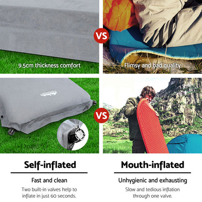 Weisshorn Self Inflating Mattress Camping Sleeping Mat Air Bed Single Grey