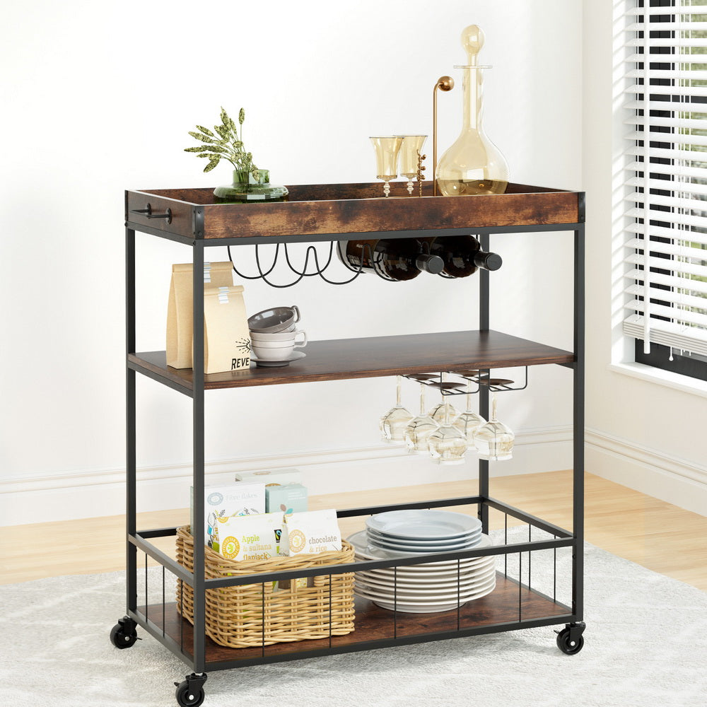 Artiss Kitchen Island Rolling Serving Cart