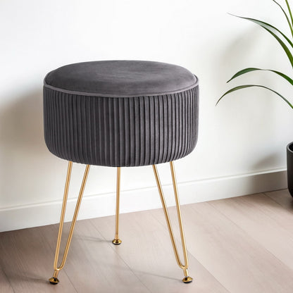 Artiss Ottoman Foot Stool Velvet Stripe Round Grey