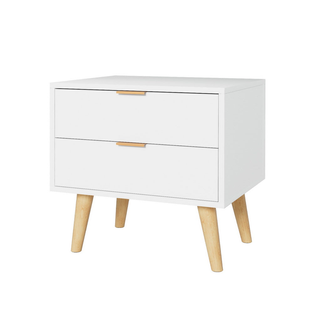 Artiss Bedside Table 2 Drawers - White