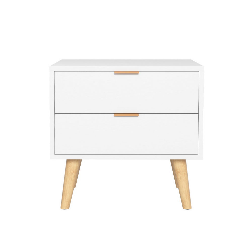 Artiss Bedside Table 2 Drawers - White