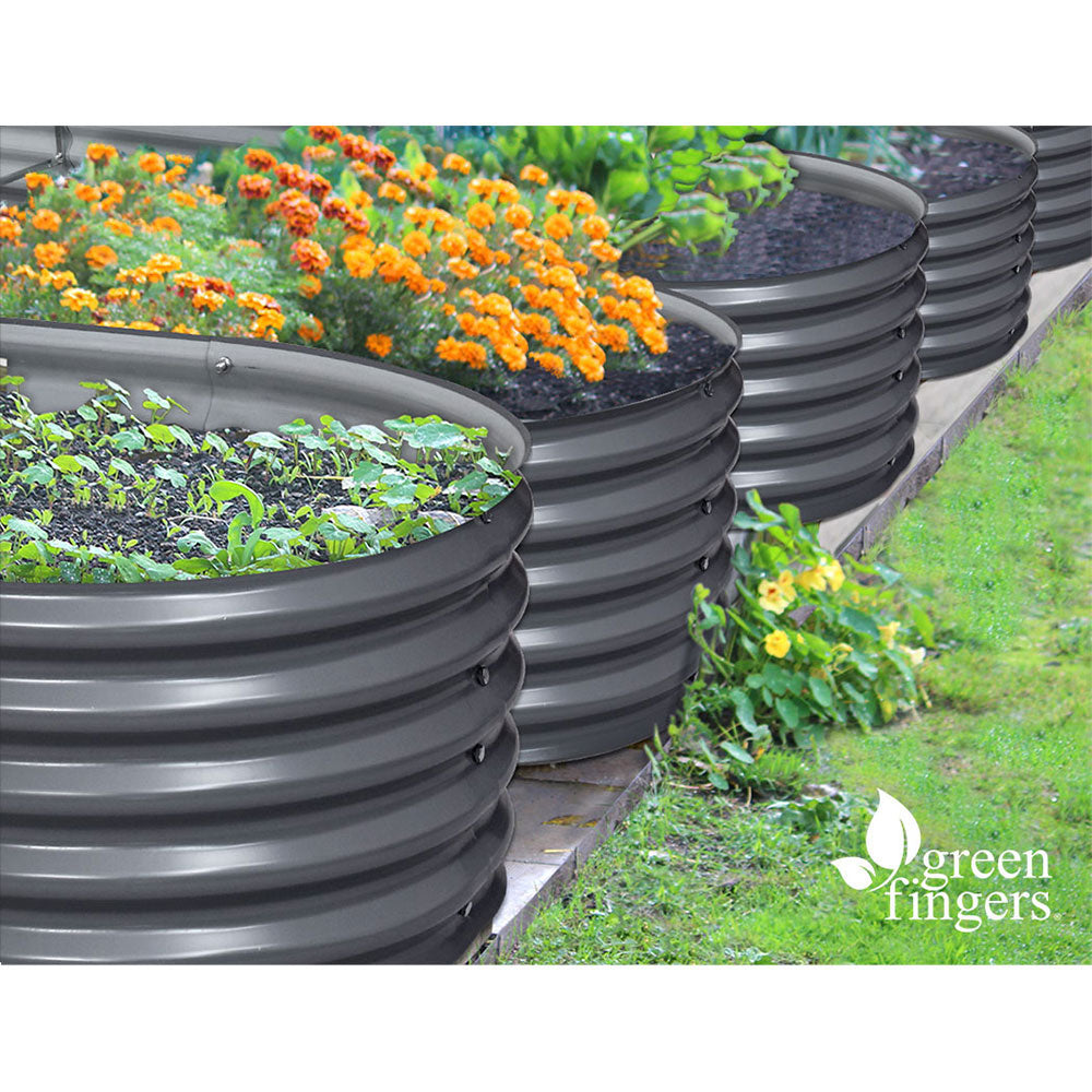 Green Fingers Garden Bed 320X80X42cm Oval Planter Box Raised Container Galvanised