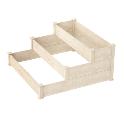 Green Fingers 3-Tier Wooden Raised Garden Bed Elevated Ground Vegetable Planter Box