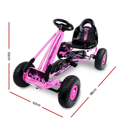 Rigo Kids Pedal Go Kart Ride On Toys Racing Car Rubber Tyre Pink