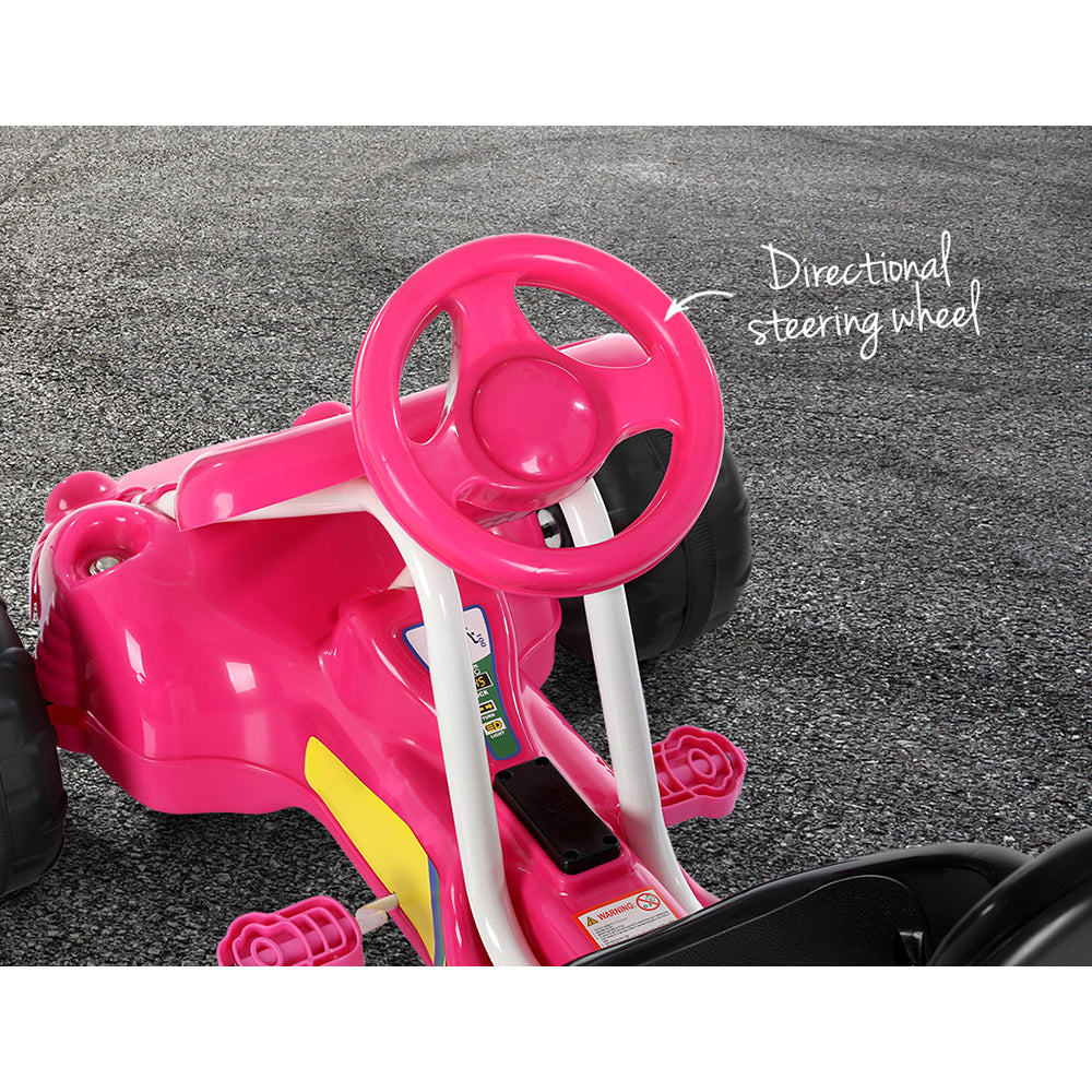 Rigo Kids Pedal Go Kart Ride On Toys Racing Car Plastic Tyre Pink