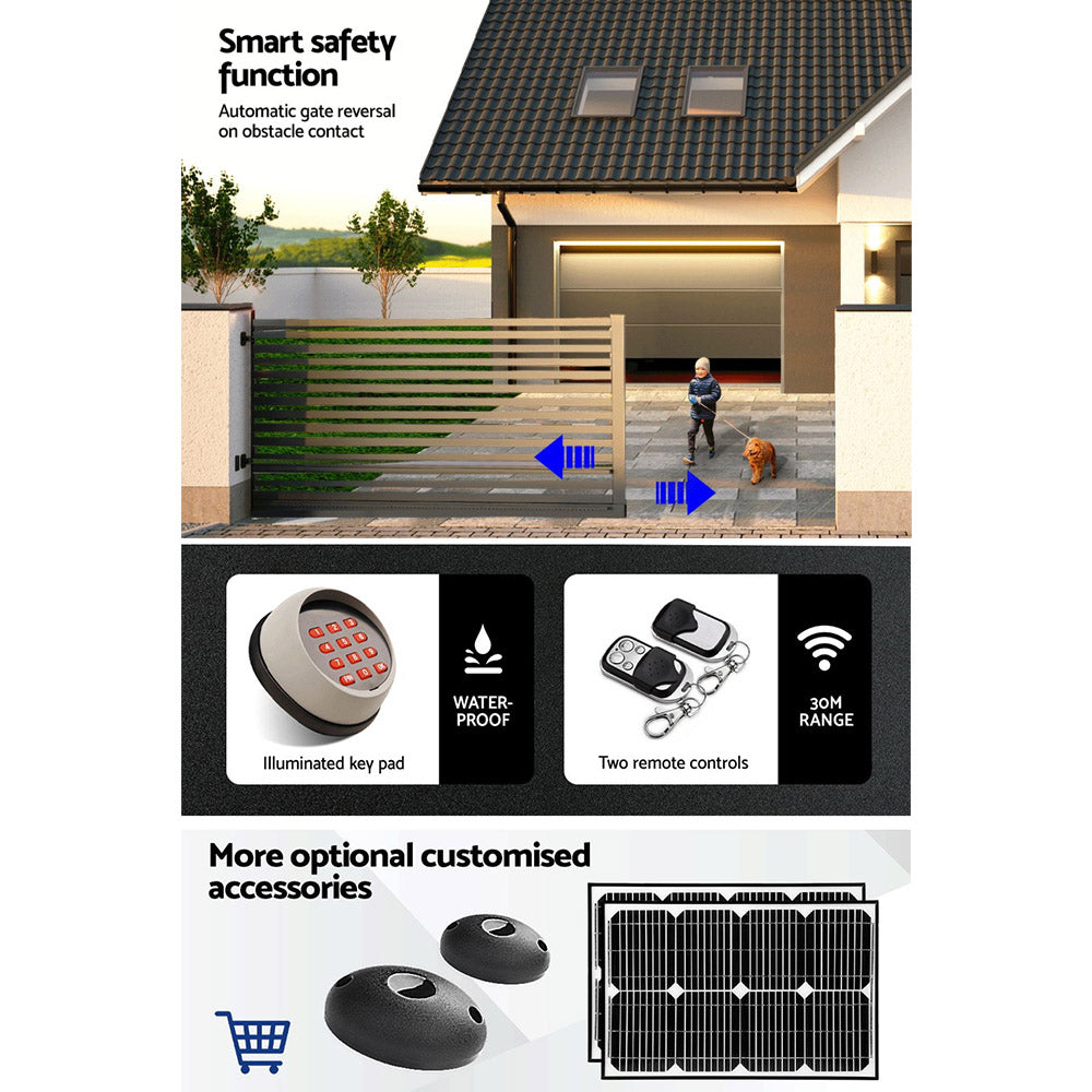 LockMaster Electric Sliding Gate Opener 1800KG Keypad 6M Rail