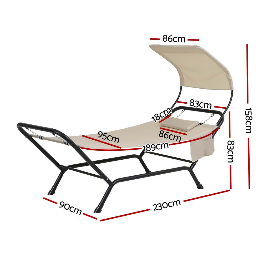 Gardeon Hammock Bed w/ Stand Sun Lounge Chair Beige