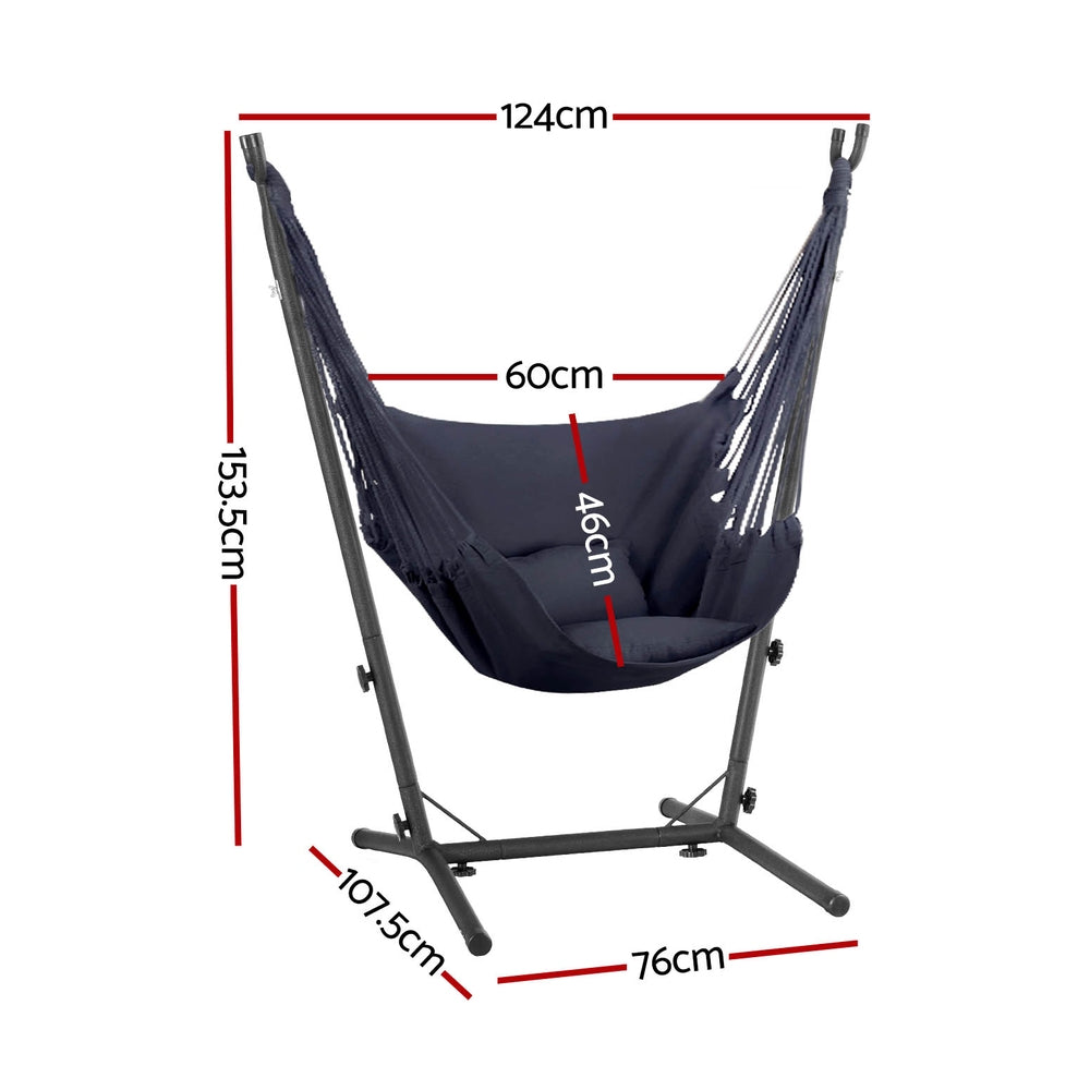 Gardeon Hammock Chair Outdoor Camping Hanging with Stand Grey