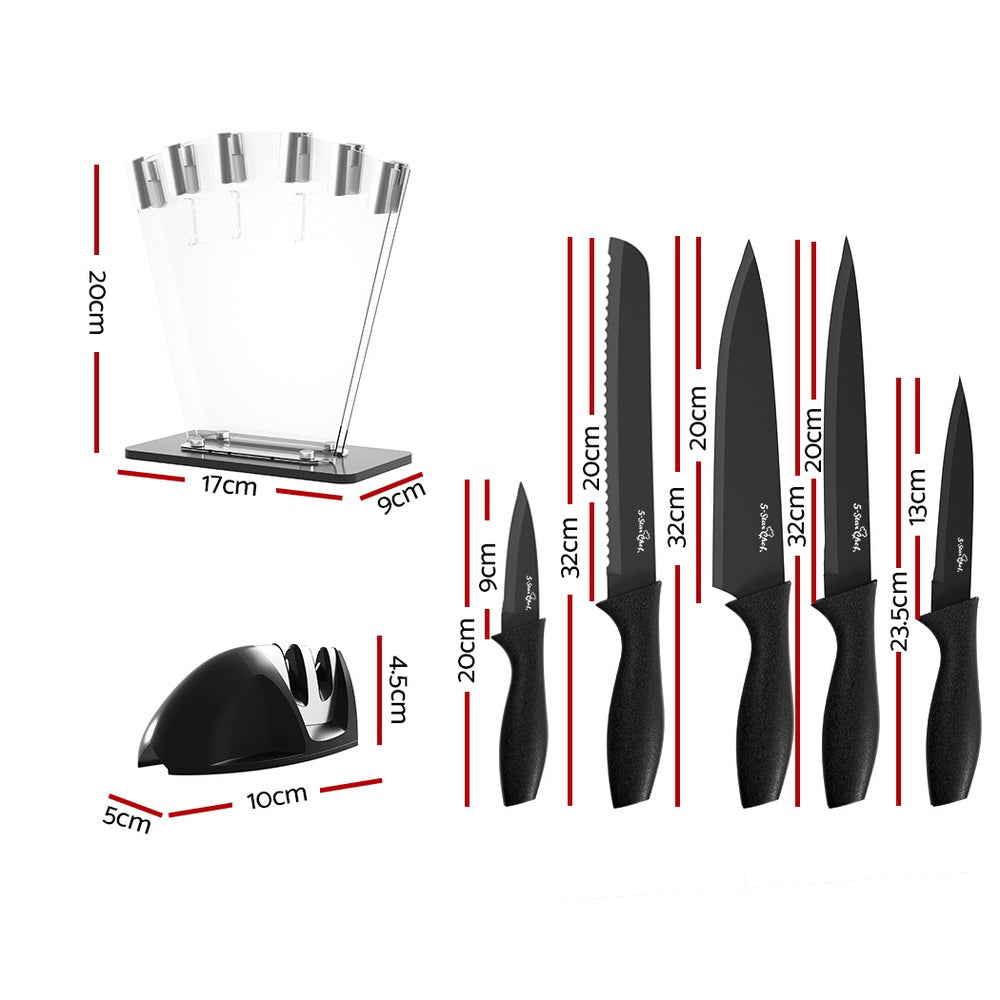 5-Star Chef 7PCS Kitchen Knife Set Stainless Steel Non-stick with Sharpener