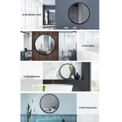 Embellir Wall Mirror Makeup 70cm Home Decor Framed Mirrors Bathroom Round Black