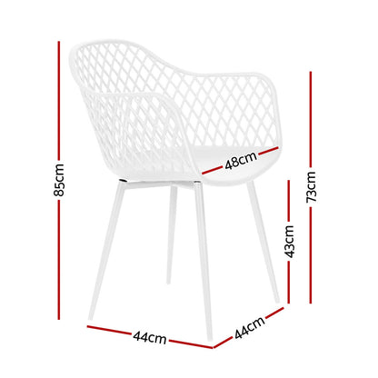 Gardeon 4PC Outdoor Dining Chairs PP Lounge Chair Patio Furniture Garden White