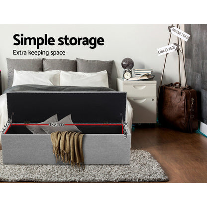 Artiss Storage Ottoman Blanket Box 140cm Linen Grey