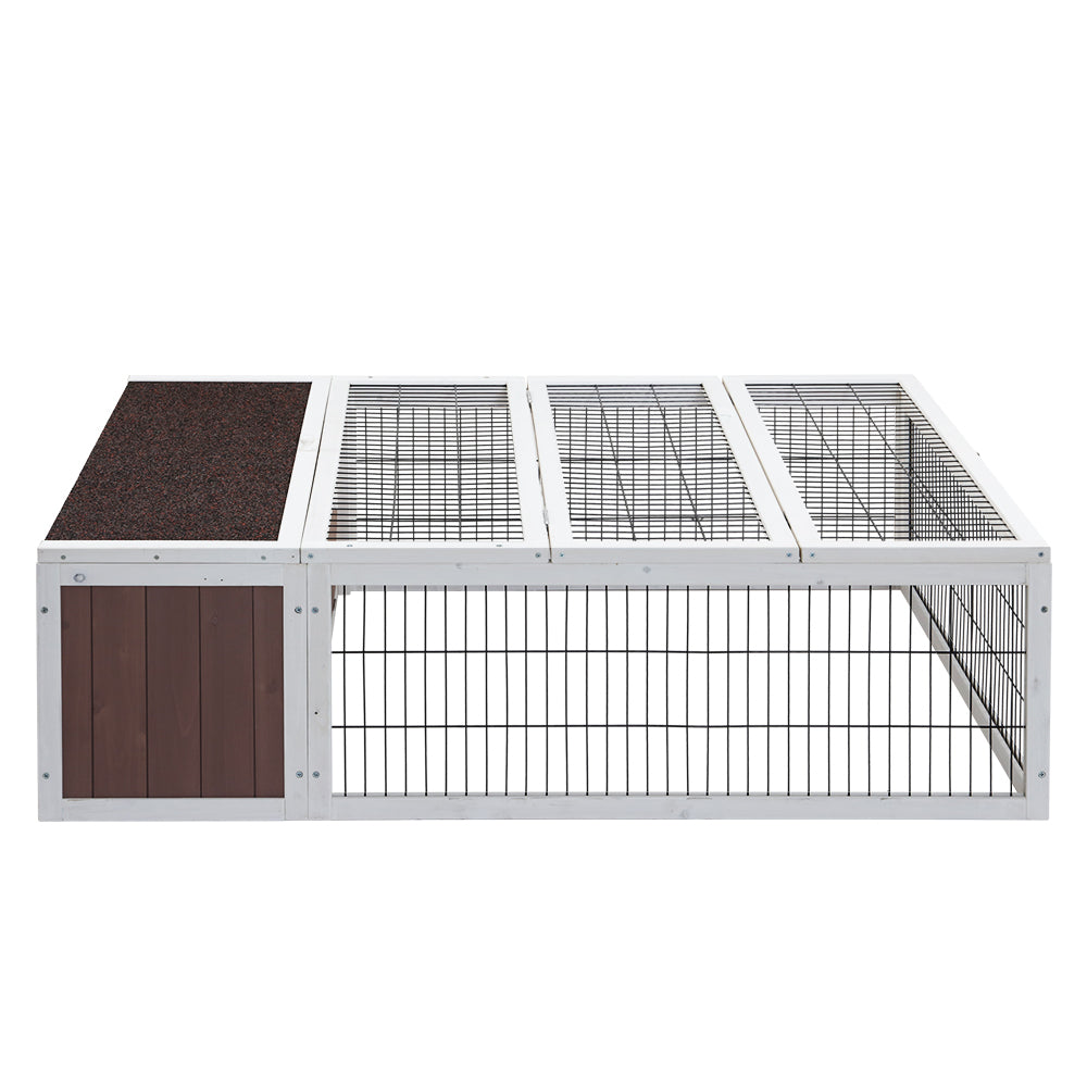 i.Pet Rabbit Hutch 124cm x 90cm x 35cm Chicken Coop Large Outdoor Wooden Run Cage House