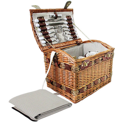 Alfresco 4 Person Picnic Basket Set Storage Blanket