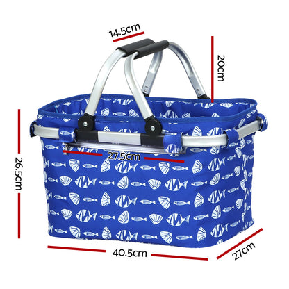 Alfresco Picnic Basket Folding Bag Hamper Food Insulated Storage