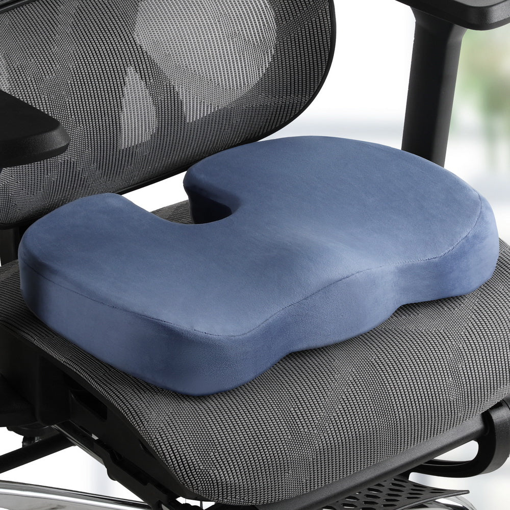 Giselle Bedding Seat Cushion Memory Foam Pillow Back Pain Relief Chair Pad Blue