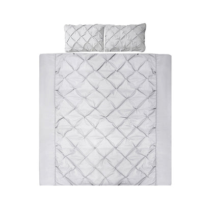 Giselle Bedding Quilt Cover Set Diamond Pinch Grey Queen