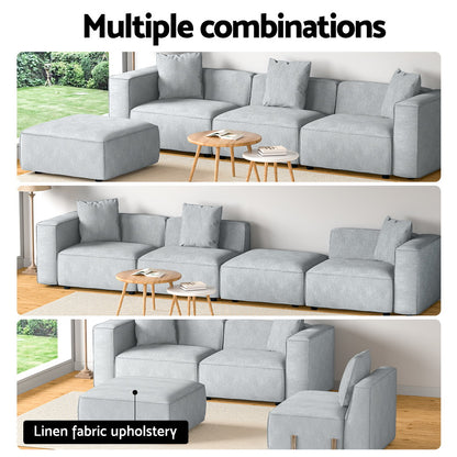 Artiss Modular Sofa Chaise Set 4-Seater Grey