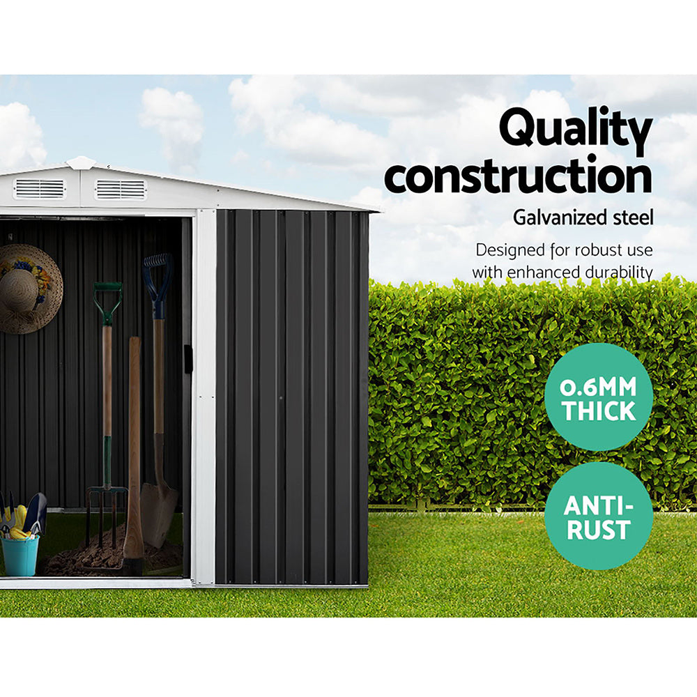 Giantz Garden Shed 2.58x2.07M w/Metal Base Sheds Outdoor Storage Double Door Tool