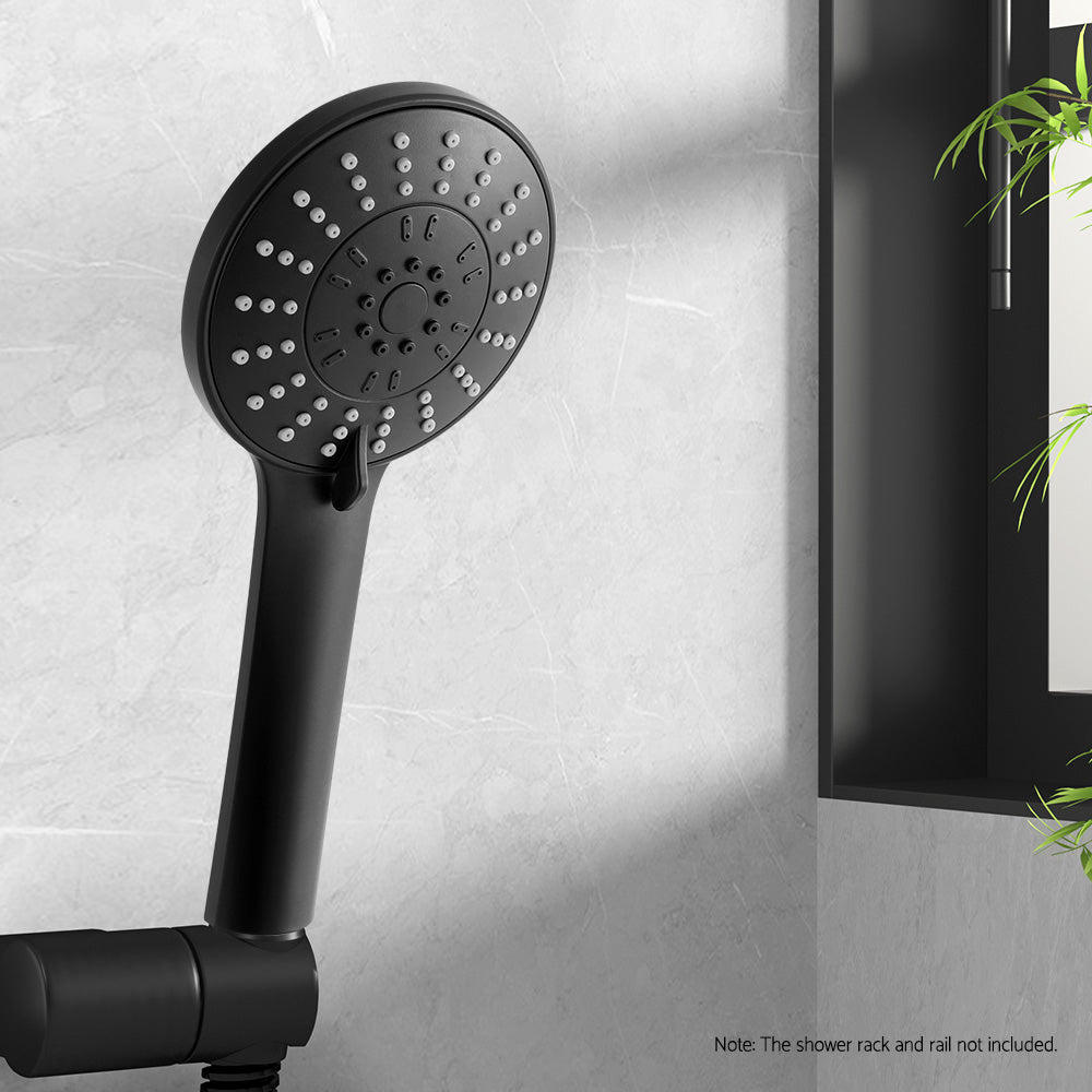 Handheld Shower Head 4.5" High Pressure 5 Modes Poweful Round Black