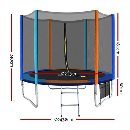 Everfit 8FT Trampoline for Kids w/ Ladder Enclosure Safety Net Pad Gift Round