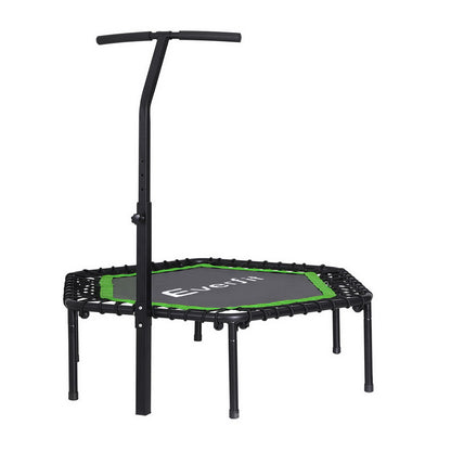 Everfit 48inch Hexagon Fitness Trampoline Rebounder Adjustable Handrail Green