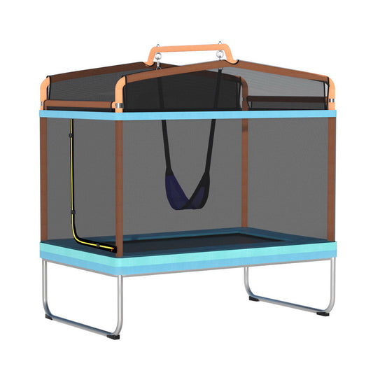 Everfit 6FT Trampoline for Kids w/ Enclosure Safety Net Swing Rectangle Orange